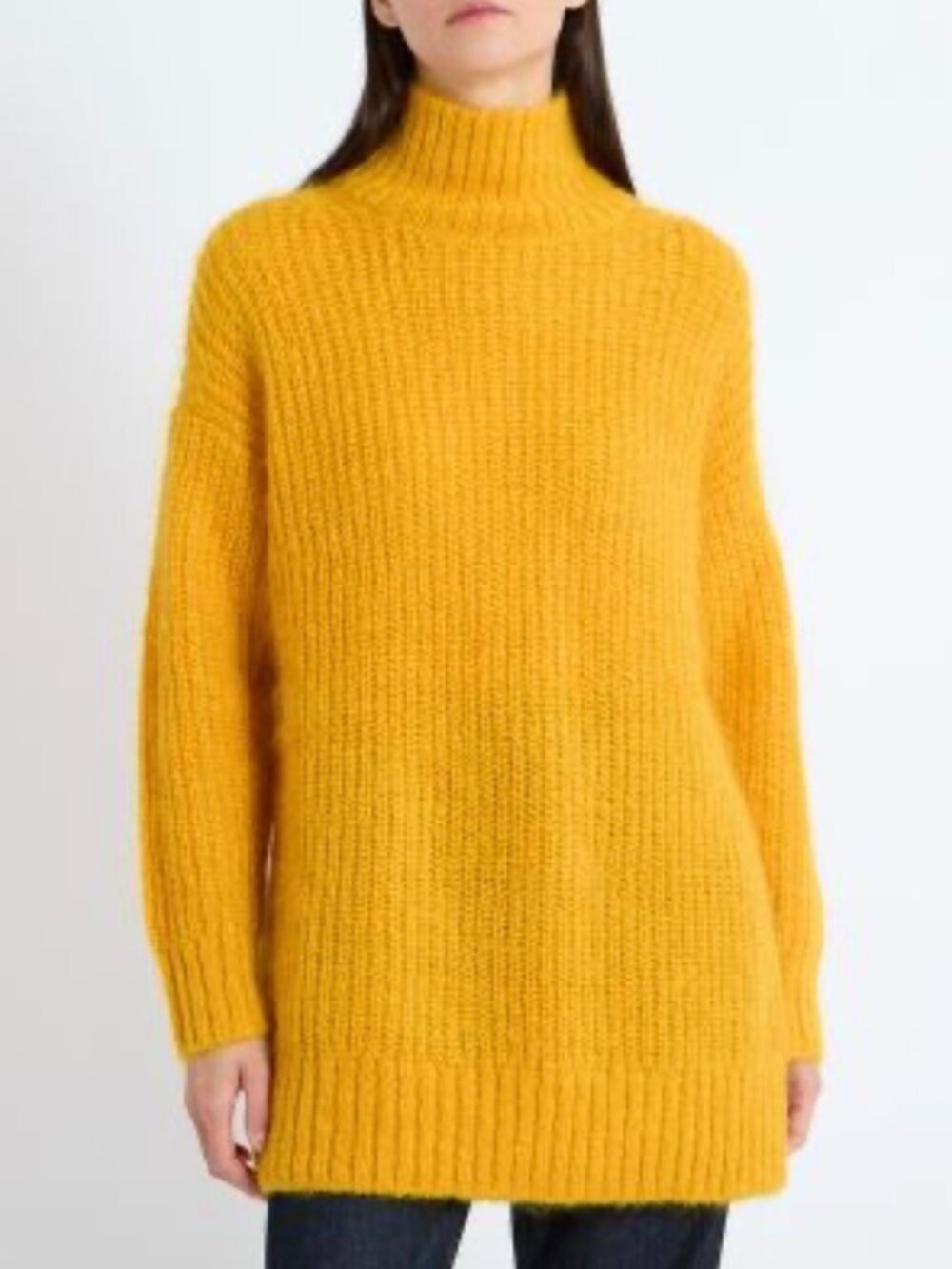 NWT COS Yellow Funnel-Neck Mohair Tunic Jumper Sweater Size XS / S/ M
